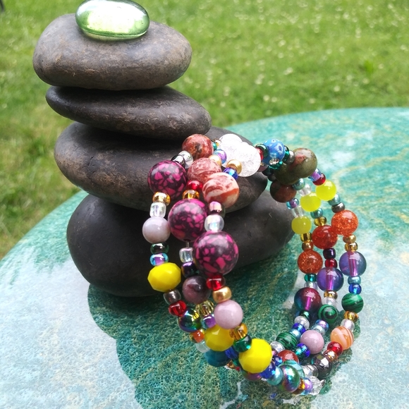 AGATE HOWLITE Crystals Gemstone Bracelet Handmade Beaded Festival Gift Beads - Picture 5 of 17